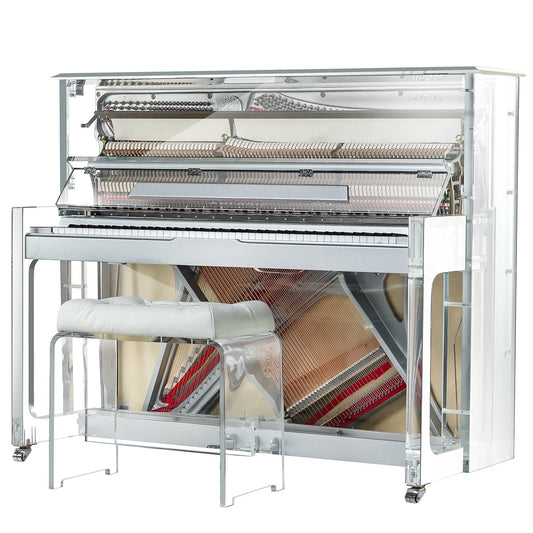 Steiner HU-125A Crystal Upright Piano - White